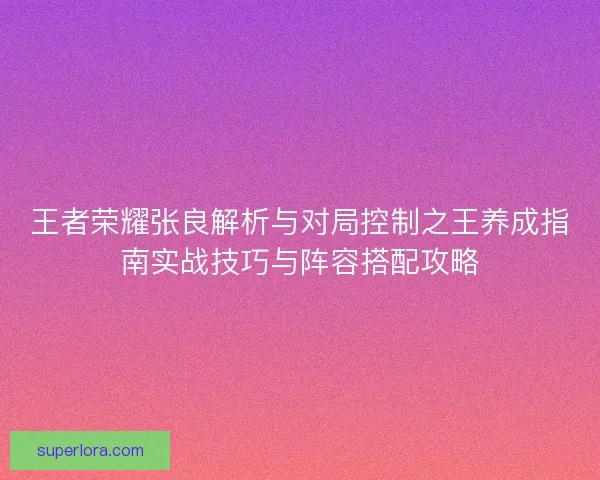 王者荣耀张良解析与对局控制之王养成指南实战技巧与阵容搭配攻略